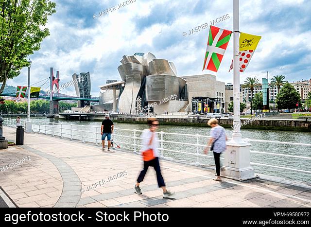 The Guggenheim Museum pictured during preparations ahead of the Tour de France cycling race, Wednesday 28 June 2023 in Bilbao, Spain