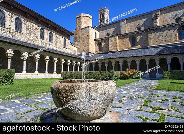 Coister of Sant Miquel, Cloisters of the romanesque Cathedral of Santa Maria in La Seu d'Urgell, Lleida, Catalonia, Spain.