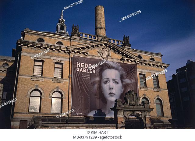 Norway, Oslo, national theaters,  Poster, 'Hedda Gabler, '  Europe, Scandinavia, capital, theaters, theaters, sight, culture, portrait, woman, actress, drama