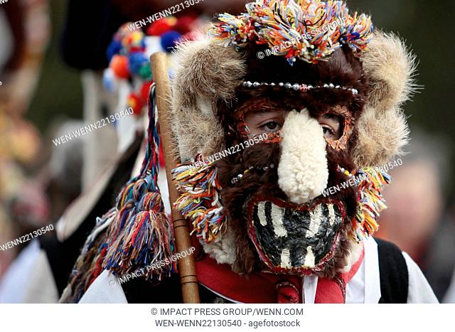 Bulgarian Kukeri dancers wear masks during the 24th 'Surva' International Festival of Masquerade Games in the town of Pernik, West of the Capital Sofia
