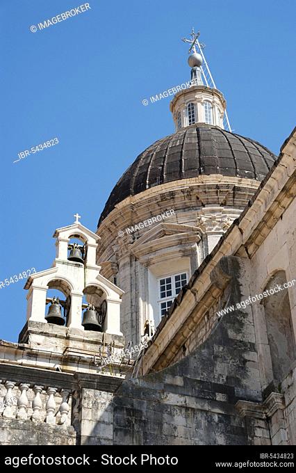 Cathedral, View from the city wall, Old town, Dubrovnik, Dalmatia, Croatia, St. Mary's Cathedral, Assumption Cathedral, Europe