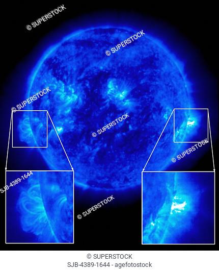 Loop structures on the Sun's surface are indicative of solar activity. What we are actually observing are electrically charged particles spiraling around...