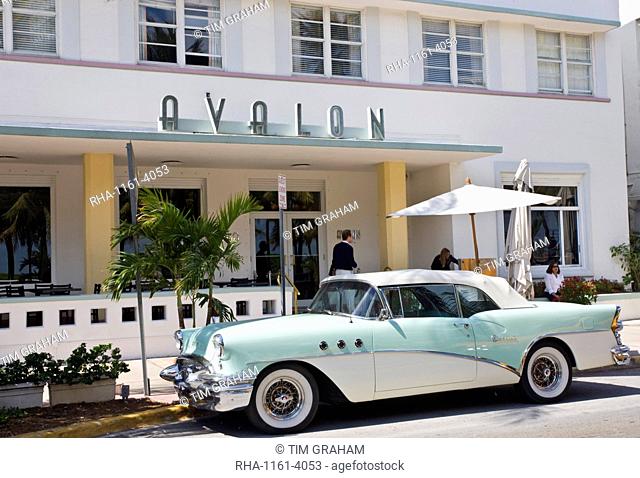 Classic Buick 1955 Special Convertible automobile at Avalon Hotel in Ocean Drive, South Beach, Miami, Florida