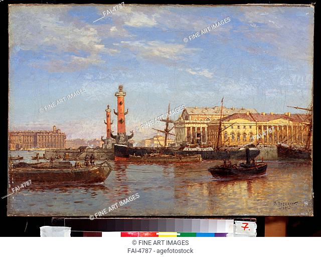 View of St. Petersburg from the Neva. Beggrov, Alexander Karlovich (1841-1914). Oil on canvas. Russian Painting of 19th cen. . 1899. State B
