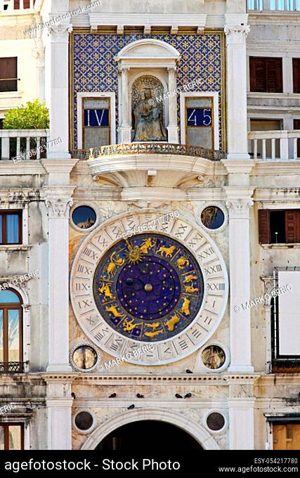 Clock tower at San Marco square in Venice