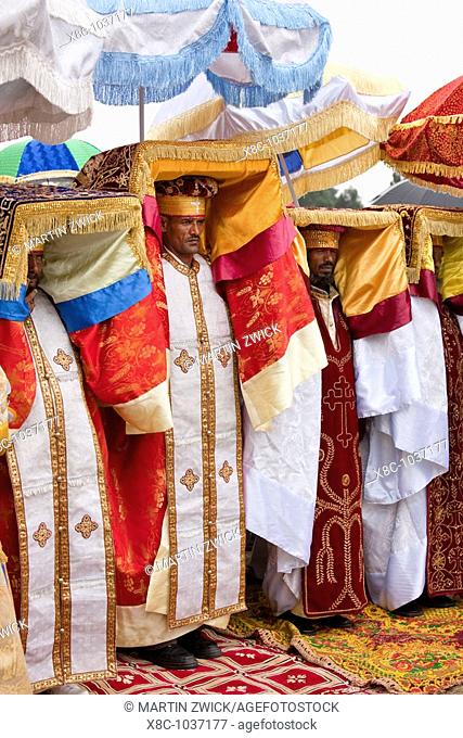 priests with tabot on their head  Timkat ceremony of the ethiopian orthodox church in Addis Ababa  timkat or Epiphany is the biggest church cerimony of the...