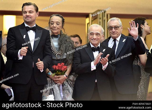 CANNES, FRANCE - MAY 20: Leonardo DiCaprio, Director Martin Scorsese, Robert De Niro attend the ""Killers Of The Flower Moon"" red carpet during the 76th annual...