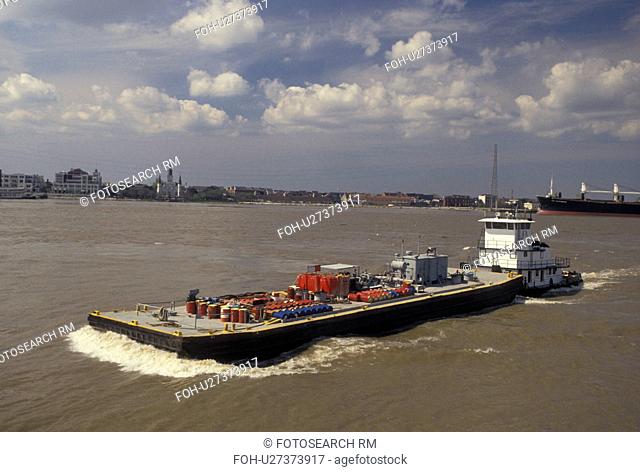 barge, New Orleans, Mississippi River, Louisiana, LA, Barge on the Mississippi River in New Orleans