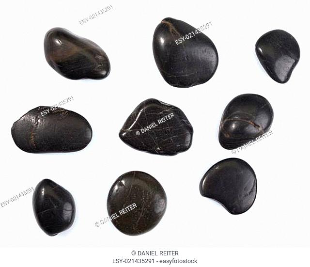 Collection of black massage stones