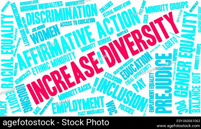 Increase Diversity word cloud on a white background