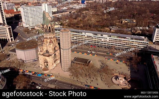 Famous Breitscheidplatz Square Berlin with Kaiser Wilhelm Memorial Church - urban photography