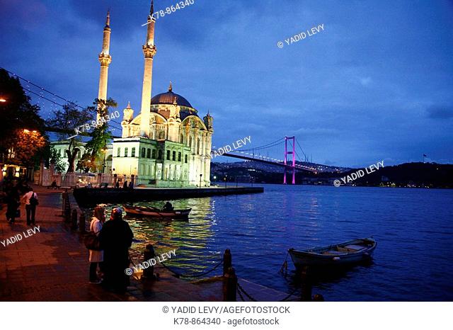Ortakoy Mecidiye mosque and the Bosphorus bridge, Istanbul  Turkey  Istanbul, Turkey
