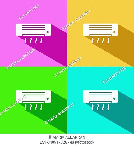 Air conditioning icon with shade on colored background