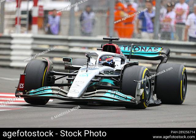 Monaco, Monte Carlo - May 29, 2022: FIA Formula 1 World Championship, Monaco Grand Prix with Racing Track Atmosphere, Mercedes AMG Petronas F1 Team