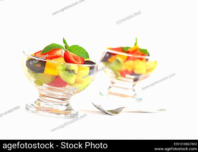 Fruit Salad in Glass Bowl