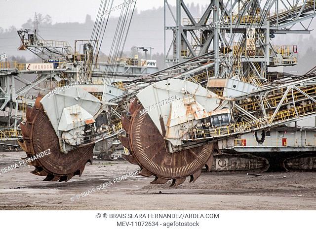 Mining bucket-wheel excavator at coal mine As Pontes, A Coruna, Galicia, Spain
