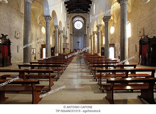 Italy, Apulia, Troia, the Cathedral, Interior View, Main Nave