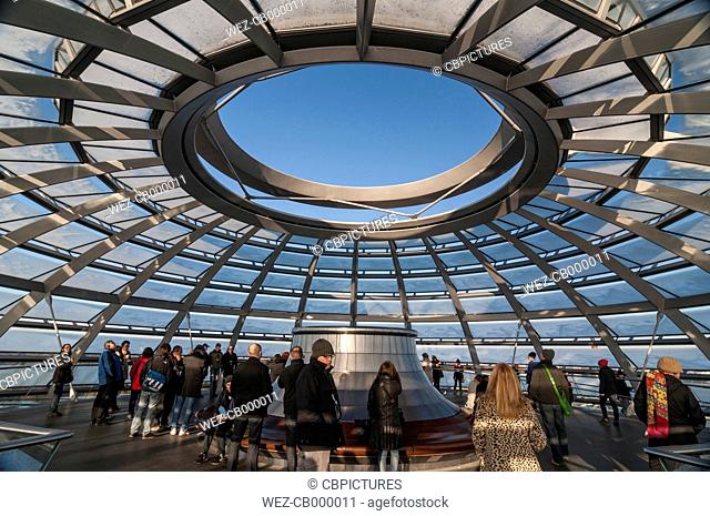 Germany, Berlin, Upper open end of Reichstag dome
