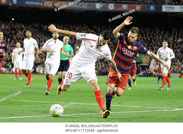 2016 La Liga Barcelona v Sevilla Feb 28th. 28.02.2016. Nou Camp, Barcelona, Spain. La Liga football match. Barcelona versus Sevilla