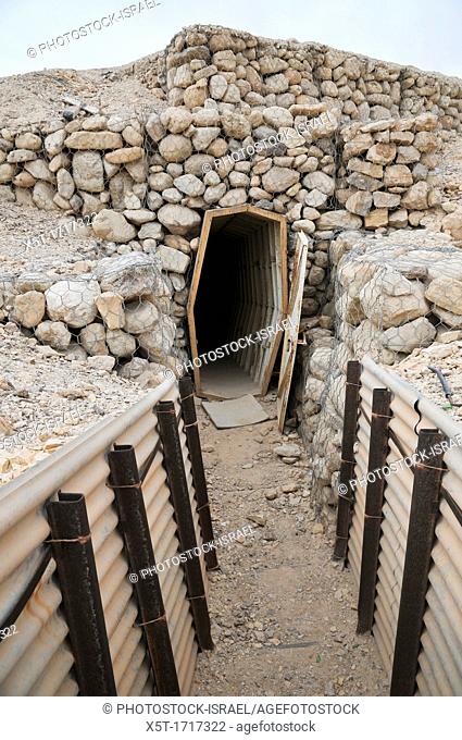 Israel, Arava, military stronghold, Fortified trenches on the Jordanian border