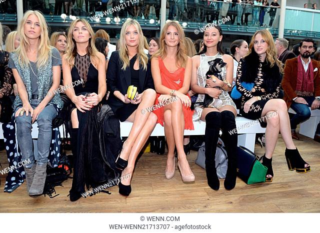London Fashion Week Spring/Summer 2015 - Julien Macdonald - Front Row Featuring: Laura Whitmore, Abbey Clancy, Leah Weller, Mary Charteris, Milli Where: London