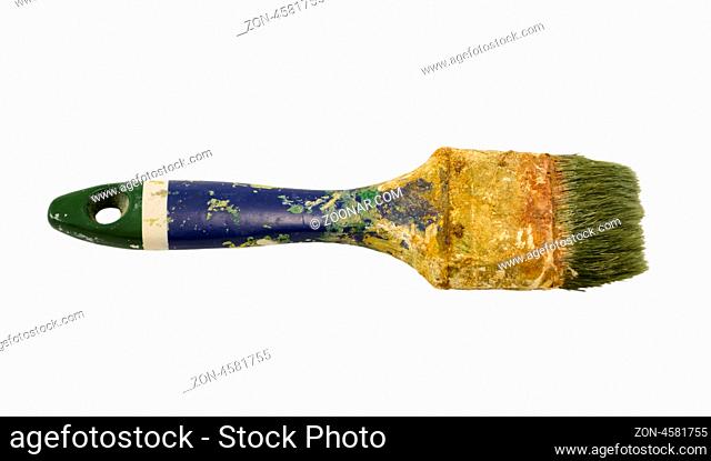 dirty old blotted paint brush tool isolated on white background