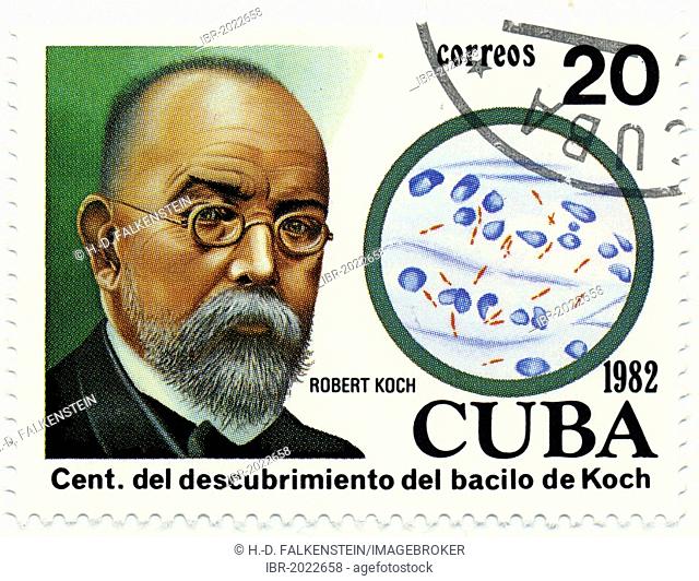 Historic postage stamp, Robert Koch, 1982, Cuba, Caribbean