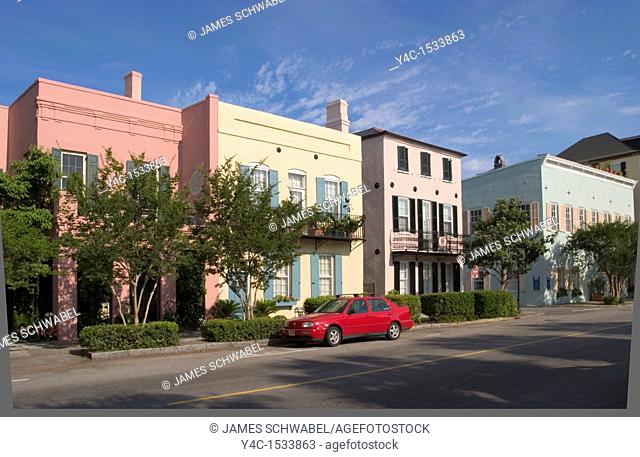 Rainbow Row houses, East Bay Street, Charleston, South Carolina