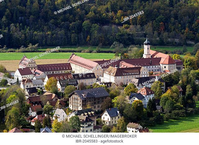 Kloster Beuron monastery, upper Danube valley, Landkreis Sigmaringen district, Baden-Wuerttemberg, Germany, Europe