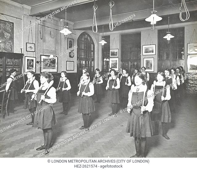 Students in the gymnasium, Ackmar Road Evening Institute for Women, London, 1914. Artist: Unknown