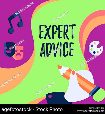 Sign displaying Expert Advice, Internet Concept Sage Good Word Professional opinion Extensive skill Ace Hand Using Pencil Strategizing Newest Innovative...