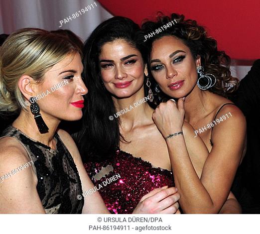 Models (l-r) Hofit Golan, Shermine Shahrivar and Lilly Becker, wife of tennis legend Benjamin Becker, celebrating the occasion of the Mon Cheri Barbara Tag gala...