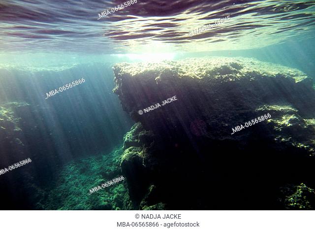 Underwater landscape around the Mediterranean island Formentera