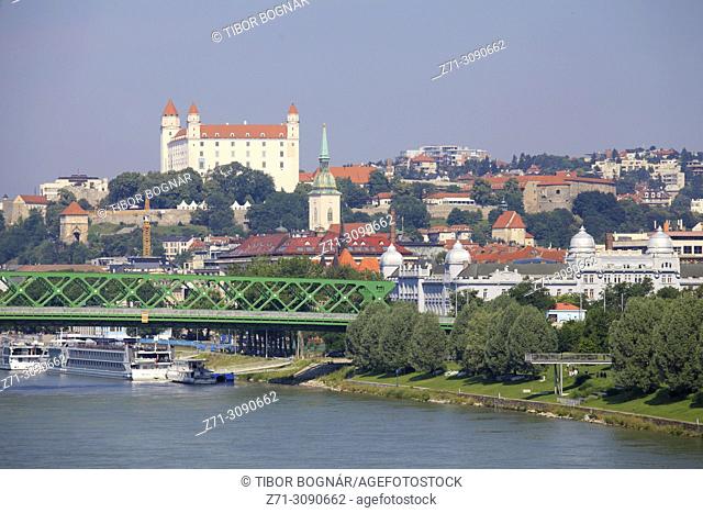 Slovakia, Bratislava, skyline, Danube river, Castle,