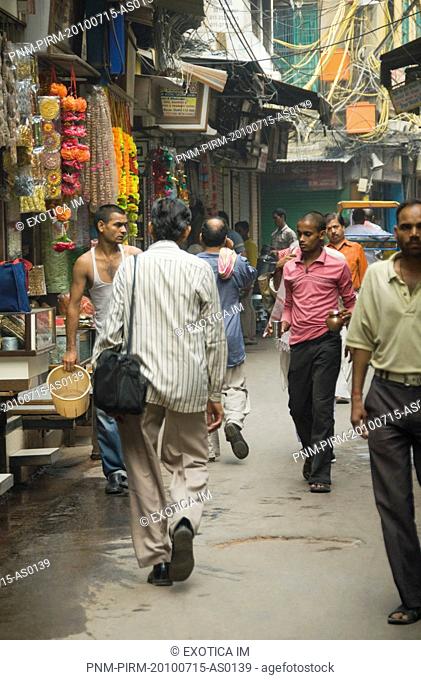People walking in a street, Chandni Chowk, Delhi, India