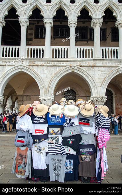 souvenir shops at Palazzo Ducale at San Marco square in Venice, Italy