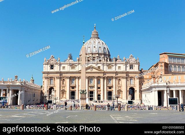 VATICAN CITY, VATICAN - NOVEMBER 1, 2017: The St. Peter's basilica is seen at St. Peter's square on October 30, 2017 in Vatican City, Vatican