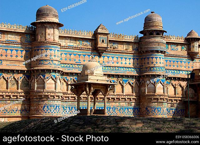 View of front portion of Gwalior Fort at Gwalior in Madhya Pradesh, India, Asia