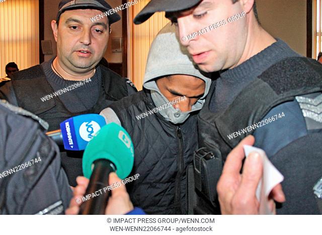 The French citizen of Haitian origin Fritz-Joly Joachin, 29, guarded by police officers attends court in the town of Haskovo