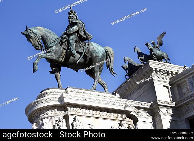 Statues in the Monument of Victor Emmanuel II, located in Rome, Italy