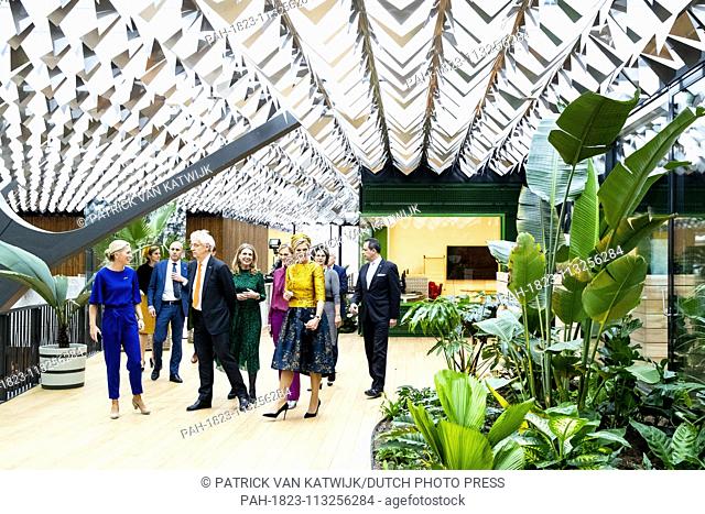 Queen Maxima of The Netherlands opens the .New green sustainable office of the Dutch charity lottery in Amsterdam, The Netherlands, 6 December 2018