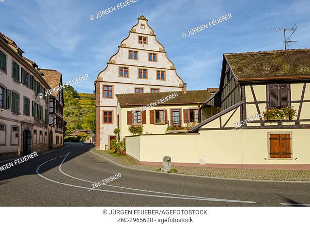 house of manorialism the village Andlau, foothills of the Vosges Mountains, on the Wine Route of Alsace, France