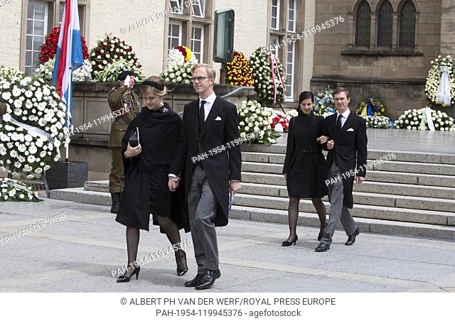 Grand children of HRH Grand Duke Jean of Luxemburg.leave at the Cathédrale Notre-Dame in Luxemburg, on May 04, 2019, after the Funeral ceremony of HRH Grand...