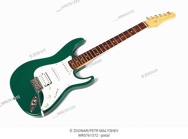 green electric guitar