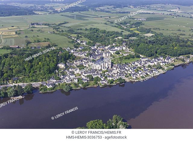 France, Indre et Loire, Candes Saint Martin, village labelled Les Plus Beaux Villages de France (The Most Beautiful Villages of France) (aerial view)
