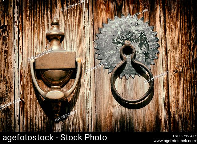 in cyprus the old door and the antique rusty knocker concept of safety