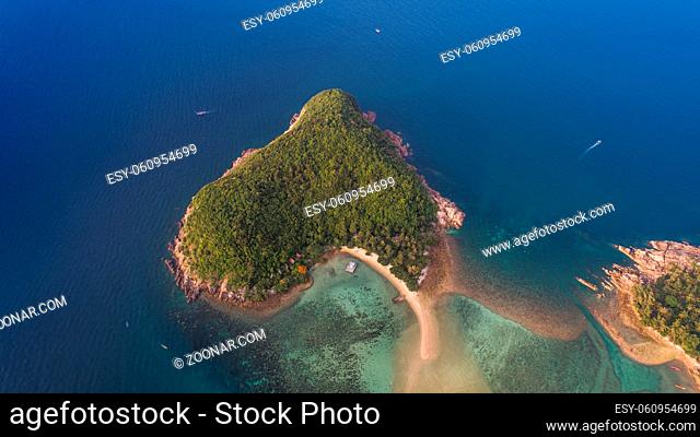 Aerial view from the drone on the island Koh Ma, path from koh Phangan, Thailand
