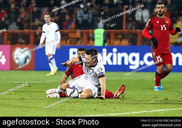 14 November 2021, Armenia, Eriwan: Football, World Cup Qualification Europe, Armenia - Germany, Group Stage, Group J, Matchday 10 at Wasken Sargsyan Republican...