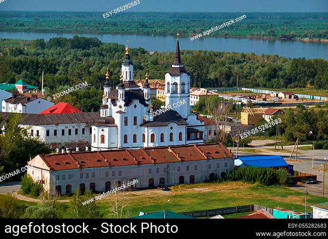 Saint Zachary and Elisabeth Church - the beautiful foothills Church, a monument of Siberian Baroque, on the shore of Irtysh river. Tobolsk