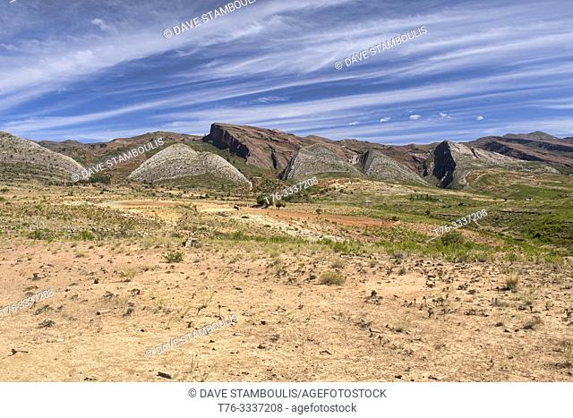 The colorful Siete Vueltas mountains in Torotoro National Park, Torotoro, Bolivia